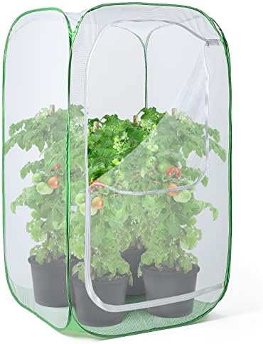 36" Outdoor Mesh Plant Enclosure, Plant Cover for Pests, Bird and Pest Protection Guard for Fruit, Vegetables, Flowers and Herbs Pop-Up Cage 24 x 24 x 36 Inches