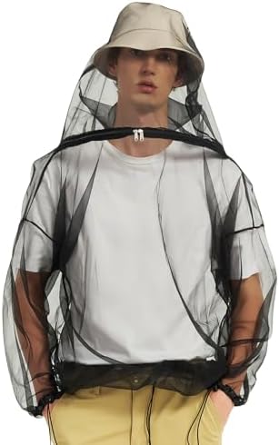 HENNCHEE Mosquito Suits for Adult, Mesh Net Bug Hooded Jacket Pant, Outdoor Full Body Protection Mosquito Proof Clothing