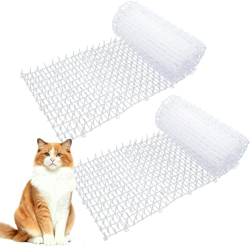 2 Pack Transparent 6.5ft Cat Scat Mat with Soft Spikes, 13ft Clear Cat Deterrent Strips for Sofa, Windowsills, Balcony & Garden, Cuttable Indoor/Outdoor Pet Repellent Mats, 78" x 11" Each