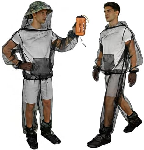 IC ICLOVER 4- Piece Mosquito Jacket, Mosquito Net Suits for Outdoor Fishing