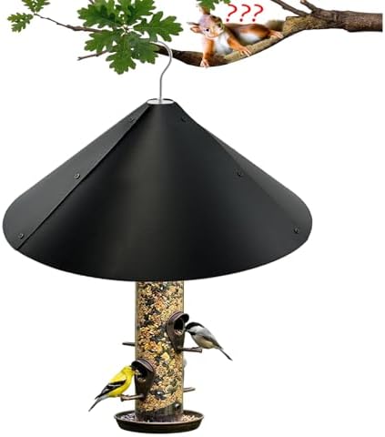 ForeverSong Squirrel Baffle for Bird Feeder, 16.5 Inch Hanging Mount, Black