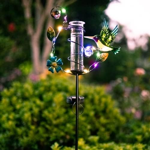 35'' Tall Hummingbird Rain Gauge Outdoor, Solar Rain Gauge