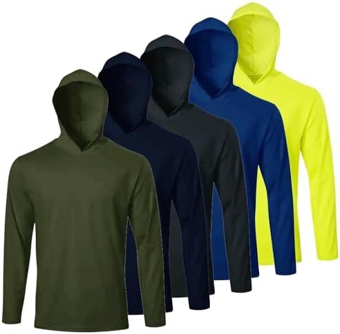 LeeHanTon Men's Sun Shirts Sun Protection Hoodie Shirt UPF 50+ Long Sleeve Work Athletic Shirt with Hooded for Fishing Hiking