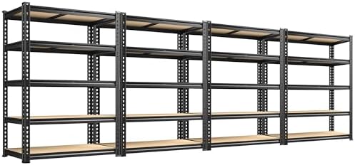 REIBII 4 Pack Garage Shelving for Warehouse, Heavy Duty Metal Shelving