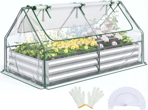 Quictent 6x3x1ft Galvanized Raised Garden Bed with Cover