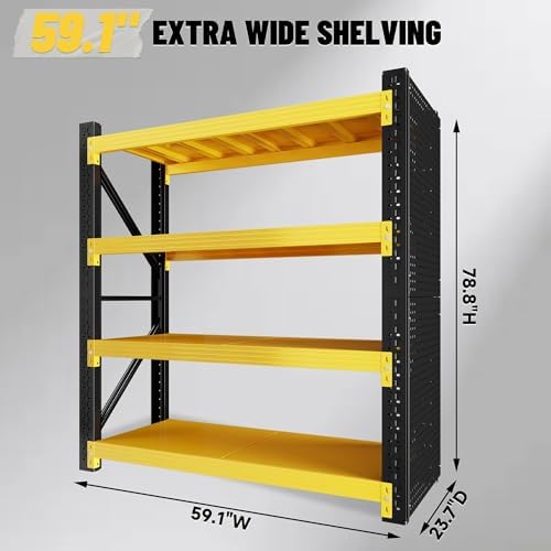 Heavy‑Duty Garage Shelving Unit with Pegboard, 3000 LBS Total Load Capacity