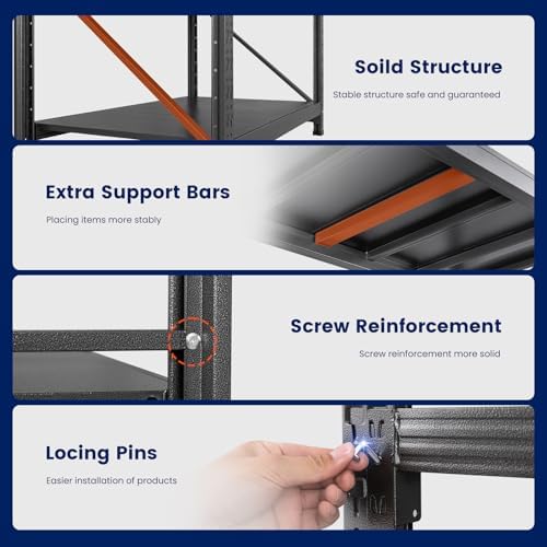 Yizosh 40" W Metal Garage Storage Shelves,Heavy Duty Adjustable Steel Organization Shelving,Utility Rack Shelf,40" W x 20" D x 60" H for Basement,Warehouse,Industrial