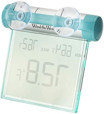 Easy-Read Outdoor Digital Window Thermometer with Min/Max Display, Weather-Resistant, Rotating Suction-Cup Mount, 4.25" W x 4" H, -4° to 140°F
