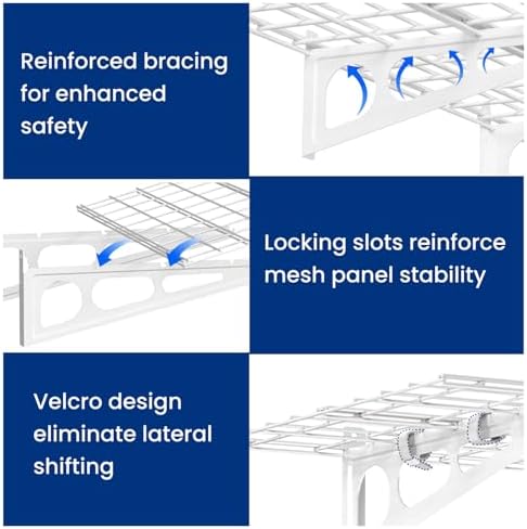 FLEXIMOUNTS 2-Pack 2x4ft Garage Shelving with Hooks, 600lbs Load, White