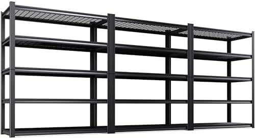 3Pack-78 ''H Storage Shelves, 45.6‘’W Garage Shelving, Adjustable Garage Shelves, 3000lbs Heavy Duty Shelving ,5 Tier Garage Storage Shelves,Easy-To-Install Metal Shelf Storage Rack Shelving Unit