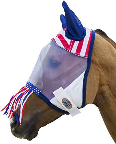 Derby Originals Reflective Safety Horse Fly Mask with Ears and Nose Fringe