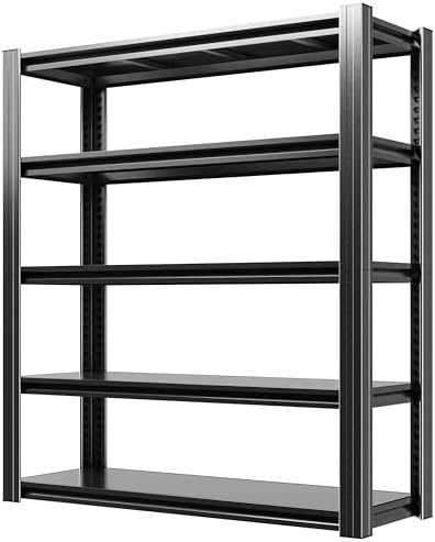 78" H Garage Shelves, Garage Shelving Heavy Duty, 3000Lbs 5 Tier Adjustable Garage Storage Shelves Suitable for Warehouse, Basement, Workshop,Require Assembly, 18" D*48" W *78" H(Black)