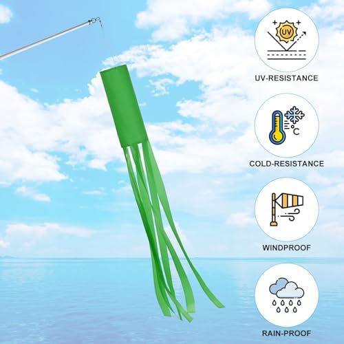 M METERXITY 1-Pack Windsock Flag, Colorful Wind Socks for Garden/Yard/Patio/Home Decor, Spring Summer Fall Winter Outdoor Hanging Decoration [59 in / 150cm, Green]