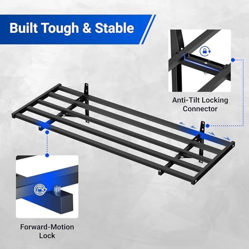 FLEXIMOUNTS Fold-Down 2-Pack 2x4ft Garage Wall Shelving, 600lbs Load, Black