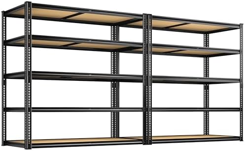 ROOMFAVE 2300LBS Storage Shelves Heavy Duty, 5 Tier, Black,2PCS