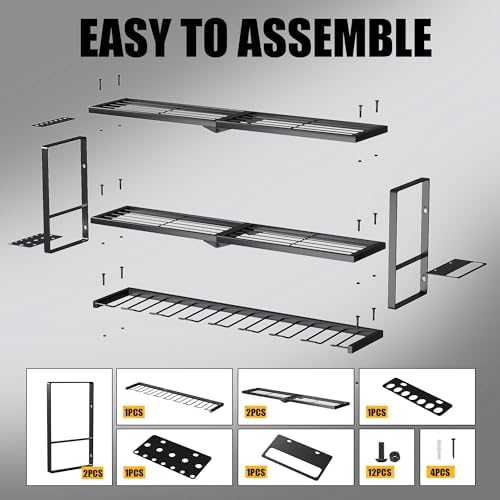 Heavy Duty Power Tool Organizer Wall Mount, Metal Tool Storage Rack Loads 320lbs, 8 Cordless Drill Holder 3 Layer for Garage, Workshop, Tool Room, Gift for Men