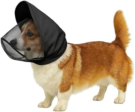Dog Mask for Outdoor Safety - Vet-Recommended Mesh Field Guard for Protection Against Foxtails, Grass Seeds and Debris | Breathable, Lightweight, Adjustable Buckle Design,Black（XL）