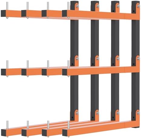 Riciakik Lumber Rack Wall Mount, Lumber Storage Rack, Heavy Duty Wood Storage Racks with 6-Level System, 720 lb Sturdy Garage Wood Organizer, Orange Lumber Metal Racks for Indoor and Outdoor (4 PACK)