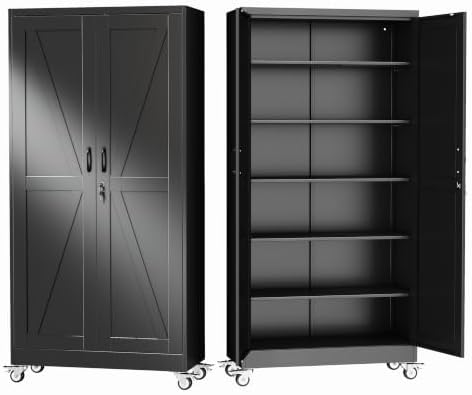 GAIOUS 73.6" Tall Metal Storage Cabinet with Lock and Wheels, File Cabinet