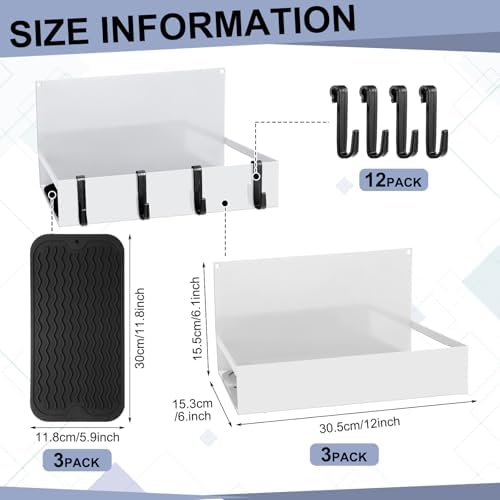 Lineshading 3 Pack Magnetic Garage Organizer with Hook, Fridge Shelf, White