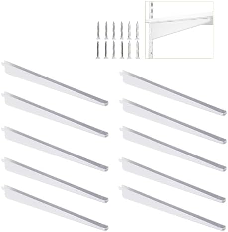11.5-Inch Adjustable Double-Track Wire Shelf Brackets, 10 Pack, White