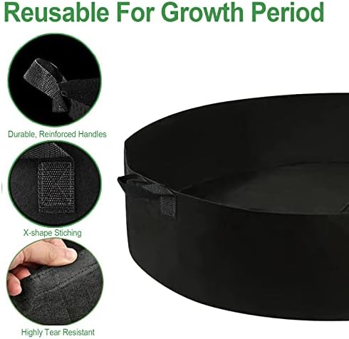 ZtohPyo 50 Gallon Plant Grow Bags, Large Fabric Raised Garden Bed with Handles, Durable Garden Beds Planters Aeration Gardening Container to Grow Vegetables for Outdoor Plants