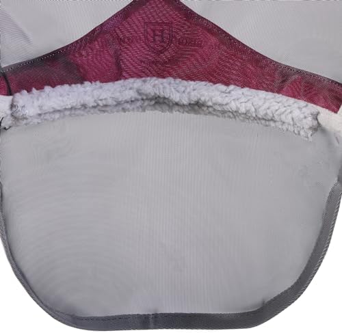 Harrison Howard CareMaster Pro Luminous Horse Fly Mask Large Eye Space Long Nose with Ears UV Protection for Horse Flamingo (L; Full Size)