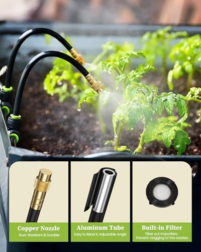 RAINPOINT 100FT Drip Irrigation System with 30pcs Adjustable Copper Nozzles