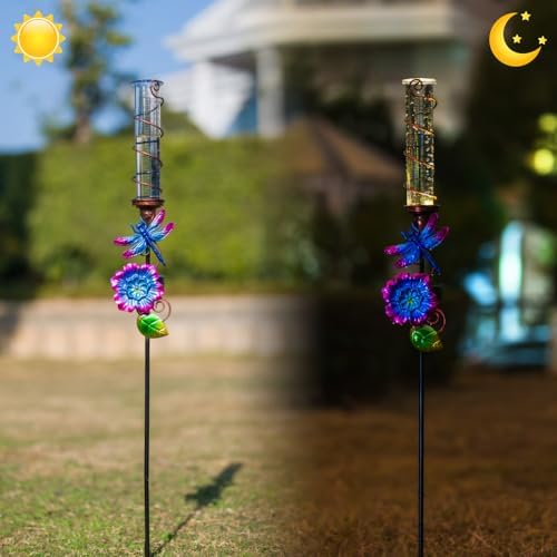 Stargarden Rain Gauge Outdoor, Dragonfly Solar Rain Gauge