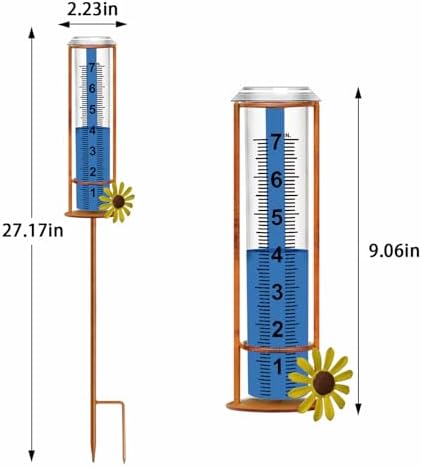 JMBay Rain Gauge Outdoor, Freeze Proof Rain Gauges Outdoors Best Rated,7" Capacity Detachable Rain Guage with Stake for Yard,Lawn & Garden,Large Clear Number and Scale Rain Measure Gauge Water Meter