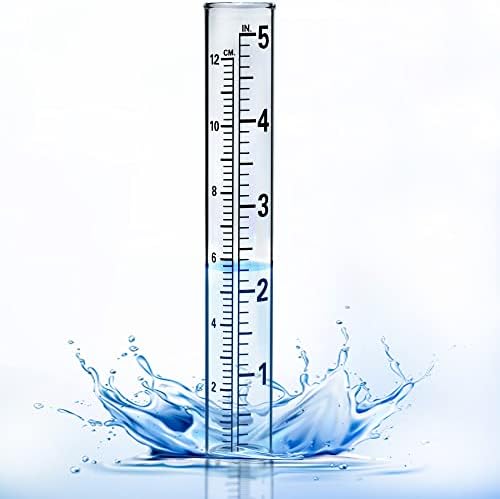 YZDTECH Plastic rain Gauge Replacement Tube, 5'' Capacity rain gauges Replacement Tubes Plastic for Yard Garden Outdoor Home, with Tube Brush, Best Rated