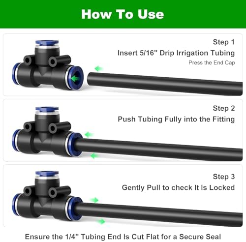 1/4 Inch Drip Irrigation Tee Connectors, Barbed T Fittings for 1/4" Tubing, Quick-Install Leak-Free Splitters for Drip & Sprinkler Irrigation Systems, 18 Pack
