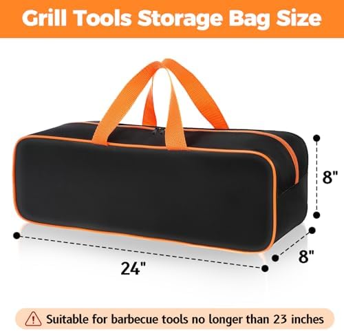 Grill Utensil Storage Bag for Outdoor Grilling, 24 x 8 x 8 in, Black