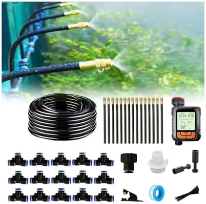 New drip Irrigation kit, Automatic Garden Watering System, Quick Connector and 360-degree Bending Dropper atomizing Copper Nozzle, Garden Plant Lawn Courtyard Watering System. (65FT Ⅱ)