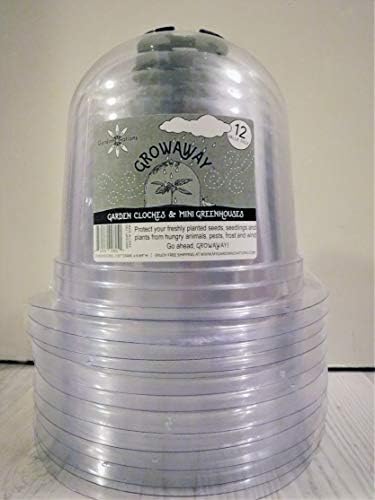 12-Pack! GrowAway™ Small Reusable Plastic Mini Greenhouse, Garden Cloche Dome, Plant Covers Frost Guard Freeze Protection for Plants Outdoors, Garden Tools, Garden Accessories - 7.87"Diam. x 6.69"H