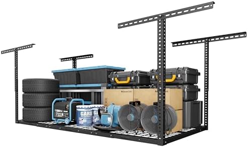 FLEXIMOUNTS 3x6 Overhead Garage Ceiling Storage Rack Adjustable, Hammertone