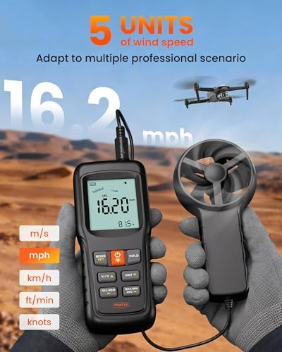 Split Anemometer with Data Storage for HVAC Drone Sailing Hunting