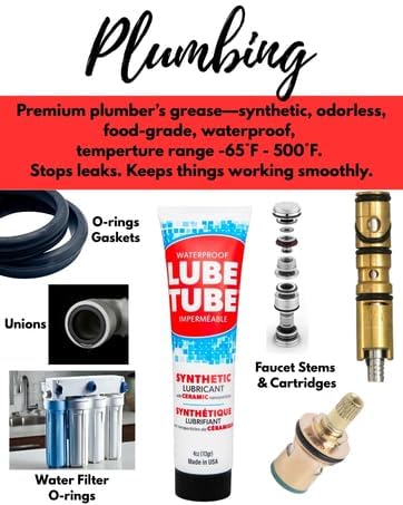 LubeTube 4oz – Multipurpose Synthetic Grease for Pool Equipment, Plumbing Fixtures, RV Toilets, Marine Systems, Machinery & Household Use – PFAS-Free, Food-Grade, Ceramic-Enhanced – Made in USA