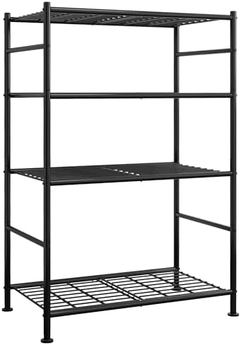 Sakugi Storage Shelves - 4 Tier Shelf Organizer, Heavy Duty Garage Shelving Unit with Leveling Feet, Stable Metal Shelves Organizer for Pantry, Kitchen and Closet, 33.0" W x 12.6" D x 57.2" H, Black