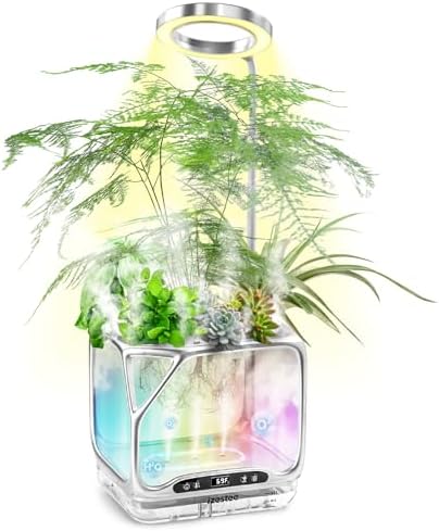 Aeroponics Growing System with Grow Light & Humidifier - Smart Indoor Garden, Visual Root Observation, RGB Mood Lighting, for Plants, Mushrooms - Desktop Hydroponic Planter