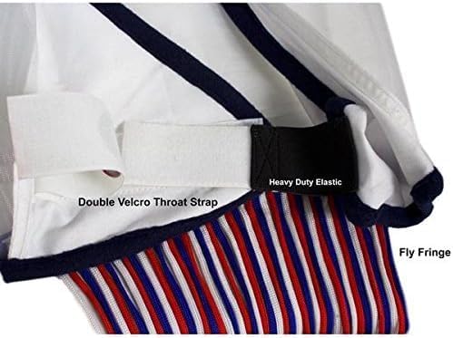 Derby Originals Horse Fly Mask with Ears and Nose Fringe, UV Blocking Fine Mesh, USA Stars and Stripes Design, 1 Year Limited Warranty