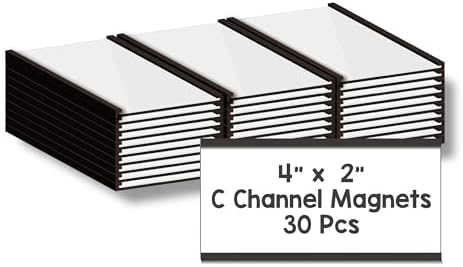 IMAGAME Magnetic Tool Organizer, 30 Packs Flexible Magnetic Label Holder 4"x2", C Channel Tool Box Label Holder for Garage Organization, Workshop, Storage Bin, Locker, Shelf - No Scratch, Easy Move
