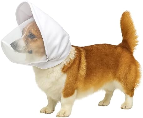 Dog Mask for Outdoor Safety - Vet-Recommended Mesh Field Guard for Protection Against Foxtails, Grass Seeds and Debris | Breathable, Lightweight, Adjustable Buckle Design,White（M）