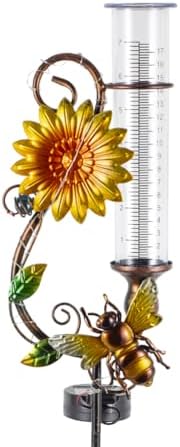 Stargarden Rain Gauge Outdoor, Solar Rain Gauge