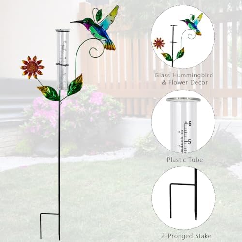 3 Pcs Rain Gauge Outdoor, 5 Inch Tube Rain Gauge with Welcome Sign