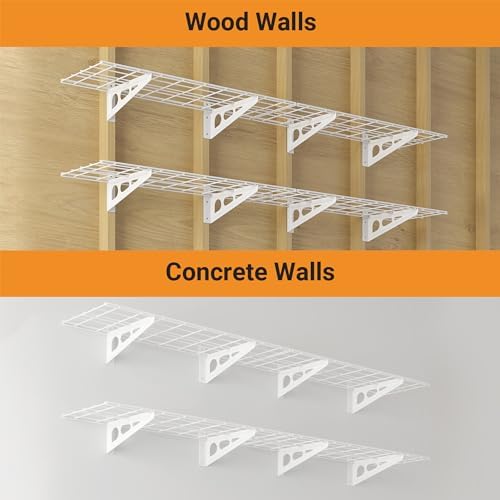 Garage Shelving, 2-Pack 1x6 ft Garage Wall Shelving, 900 lbs, White