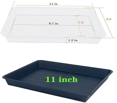 VUWEZ Rectangle Plant Tray, Plant Drip Tray, Plant Pot Saucers, Plant Germination Trays, Plant Saucers, 11'' x 9'' x 1.2'' (2 pack), Blue