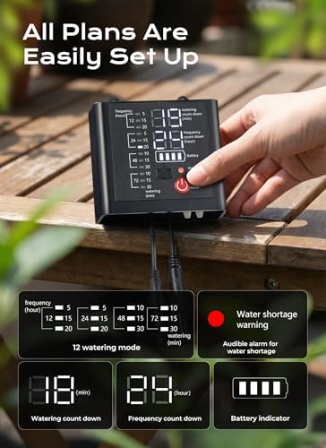49ft Solar Drip Irrigation System with USB Charging for 15 Potted Plants