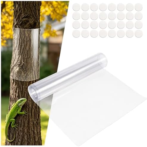Tree Protector Wrap - Thickened PVC Transparent Tree Guard with Strong Adhesive, Reusable Barrier for Iguana, Rodents and Cats Climbing Prevention (86" x 16")
