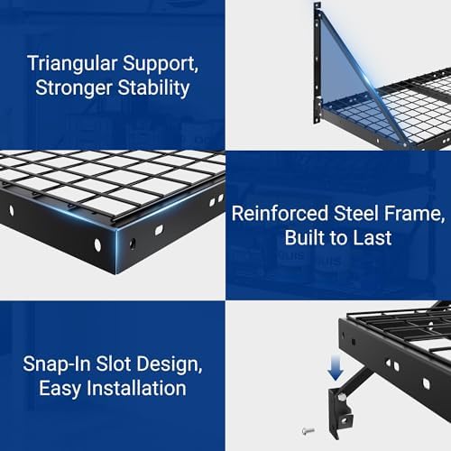 FLEXIMOUNTS 4-Pack 2x4 ft Wall Shelving Garage Storage Rack, Black